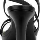 Carcuume Women's Strappy Platform Heeled Sandal,NATRACY-BLACK PU-6.5 (Black)