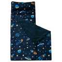david's kids Toddler Nap Mat with Removable Pillow and Minky Fleece Blanket, Ultra Soft Slumber Bags for Boys, Perfect for Preschool, Daycare, Kids Sleeping Bags with Rollup Design, 50"x20", Space