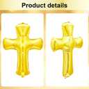 6 Pcs 34 Inch Cross Balloon Jumbo Baptism Large Memorial Balloons Communion Christening Religious Foil Party Balloon for Xmas Home Outdoor Decorations(Gold)