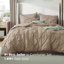 Bedsure California King Comforter Set Khaki - Bed in a Bag Cal King Bedding Set 7 Pieces, GentleSoft Pintuck Bed Set Gift for Family, Pinch Pleat Khaki Comforter with Sheets, Pillowcases & Shams