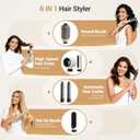 6 in 1 Hair Styler, High Speed Ionic Hair Dryer with Auto-Wrap Curlers, Blow Dryer Oval Brush & Volumizer, Hot Air Styler for Fast Drying,Curling, Smoothing & Volume, Hair Curler with Travel Case