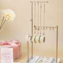 Jenseits Jewelry Organizer Stand with Ring Holder - 3-Tier Gold Jewelry Holder Tower with Velvet Tray, Necklace Holder, Bracelet & Earring Display Stand for Women, Gift for Her