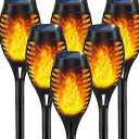 IkeeRuic Solar Lights Outdoor, Solar Torch Light with Flickering Flame for Halloween Decor, Solar Garden Lights, Waterproof Outdoor Lighting, Flame Torches for Outside Patio Pathway Yard Decorations