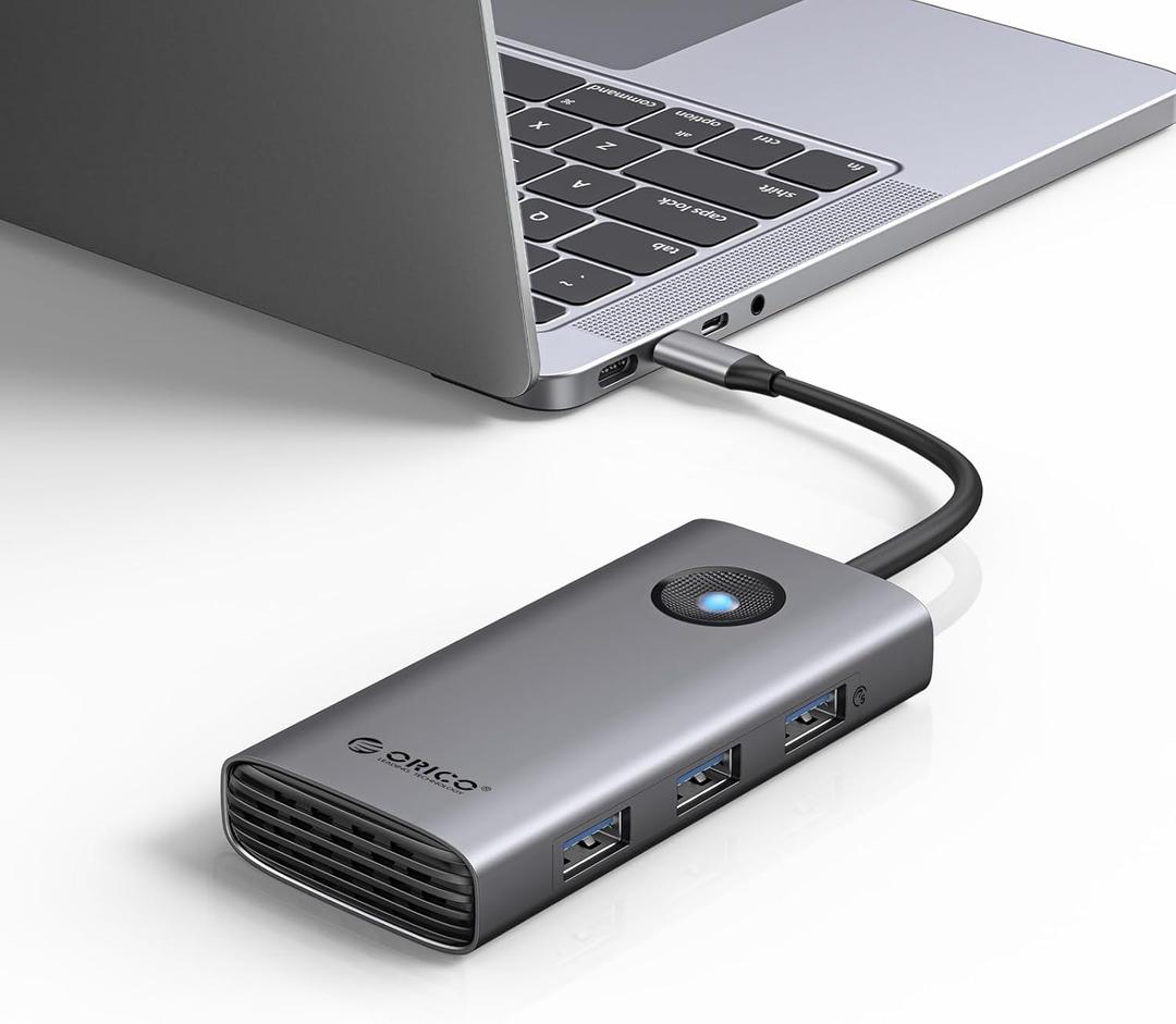 ORICO USB C Docking Station, 6-in-1 Laptop Docking Station with HDMI 4K@30Hz, 100W PD, USB-A&C 3.0, USB C Dock Compatible with MackBook/Dell XPS/HP/Surface