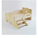 Wooden Toy Bed Pet Bed Doll Bed with Stairs Small Bed Wooden Four Seasons for Girl Dolls Or Cat Dog Small Anlimals,Bear,A