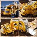 Construction Truck Toys Set for Kids Aged 1 2 3 4 5 6 7 8, Truck Playset with Toy Car, Light and Sound, Movable Parts Construction Toys for Toddlers, Birthday Gifts for Boys Girls 2-4 4-7