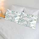 Envelope Closure Satin Pillowcase for Hair and Skin Silk Pillowcase Queen Size Watercolor Tropical Leaf Plant Pattern Pillow Cases Cooling Satin Pillow Covers