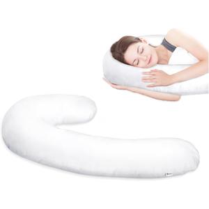 Pillowcase Compatible with J Shape Contourr Swan Body Pillow Original and Cool XL Sizes, Breathable and Soft Fabric, White, 1 Pack