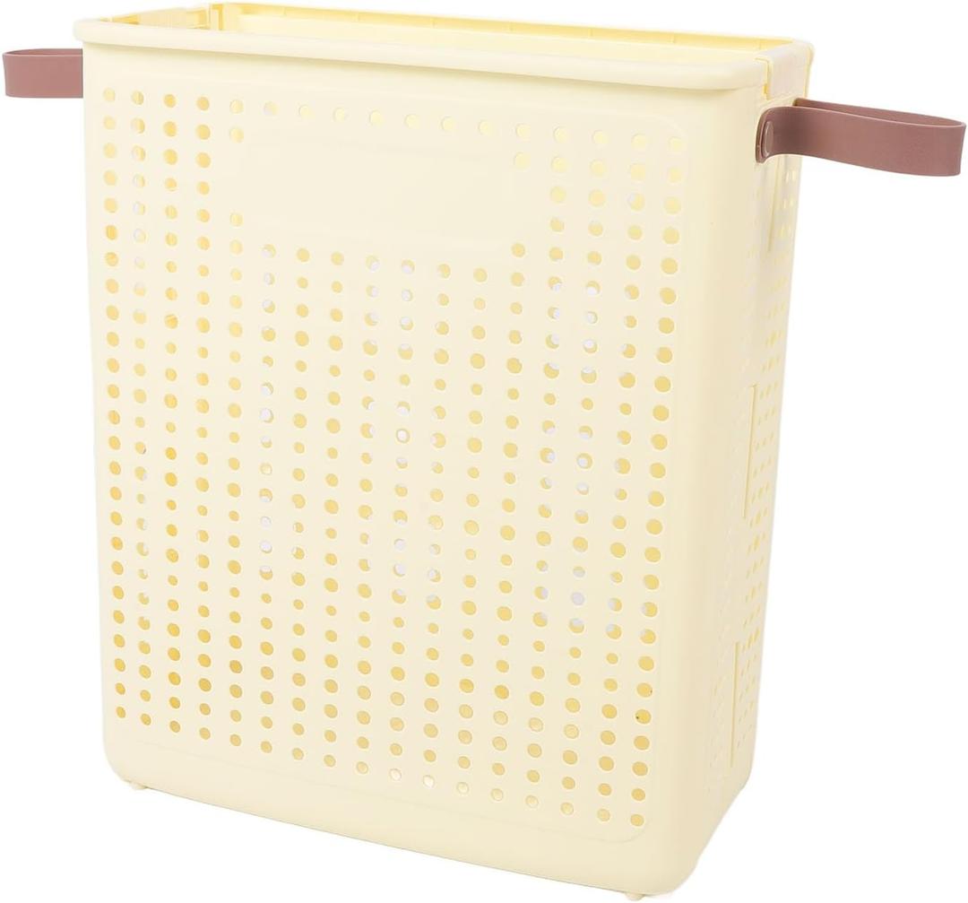 GOTOTOP Small Laundry Basket For Bedroom Thin Laundry Basket Foldable Space Saving PP Plastic Sturdy Narrow Clothes Hamper for Bathroom Corner, Crafted from PP, Suitable for Small Households (No Wheel)