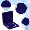 FINGERINSPIRE Velvet Pearl Necklace Storage Gift Box 7.48x7.48x1.6inch Square Velvet Jewelry Gift Box Dark Blue Necklace Gift Display Case Wedding Jewelry Storage Holder for Long Pearl Chain Necklace