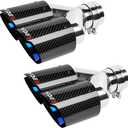 YDES 2.5-Inch Inlet 3.5-Inch Outlet Set of Dual Car Exhaust Tips Fit for 63 mm or 2.5 Inch Stainless Steel Carbon Fiber Tailpipe Exhaust Pipe(2pcs) Blue
