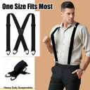 Janmercy 2 Pcs x Back Hidden Suspenders 1.5 Inch Work Suspenders for Men Under Shirt Clothing (Black and Khaki)