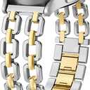 Wearlizer Metal Band Compatible with Samsung Galaxy Watch 7 6 5 4 FE Active 2 40mm 44mm/Watch 6 4 Classic 43mm 47mm 42mm 46mm/Watch 5 Pro 45mm Bands, 20mm Dressy Stainless Steel Chain Strap Women,Silver/Gold