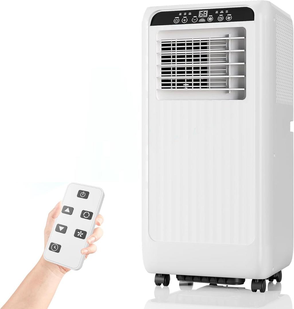 8000 BTU Portable Air Conditioners, 3-in-1 Portable AC Unit Up to 350 Sq.Ft with Dehumidifier, Quiet Air Conditioner with Remote Control, Fast Cool, 24H Timer, Bedroom, Office, Apartments, Black
