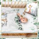 HunnmingRe Baby Safari Animals Crib Bedding Set 3 Pcs Crib Set Baby Blanket, Fitted Sheet, Pillowcase Soft Flannel Nursery Bedding for Standard Infant Bed and Toddler Mattress Newborns Gifts