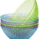 Frcctre Set of 6 Large Plastic Mixing Bowls Set, 93 Oz Round Disposable Plastic Serving Bowls Salad Bowl for Party, Snack, Salad, Chip, Popcorn