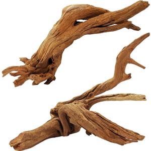 2 Pcs Natural Large Driftwood for Aquarium, Aquarium Driftwood Freshwater 12-16 Inch, Assorted Size Mopani Wood, Twisted Branches for Fishtank Accessories, Reptile Terrariums Decorations