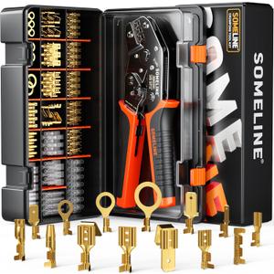SOMELINE Open Terminal Connector Crimping Tool Kit, with 14 Sizes Wire Terminals, Male Female Disconnect Terminals, 24-14 AWG Crimper, Ratcheting Wire Crimper, Crimping Pliers, Wire Crimp Tool