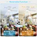 Depuley Modern Ceiling Fan with Light: 42-Inch White Small Fans for Bedroom Indoor Outdoor - Dimmable Low Profile Ceiling Fans with Remote Control Flush Mount 5 Reversible White Blades 6 Speeds Timer