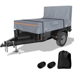 5x8 900D Dump & Utility Trailer Cover, All-Weather Protection Waterproof Windproof Cover Compatible with Big Tex PJ Load Sure-Trac and Diamond C Trailer