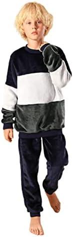 V.&GRIN Boys Fleece Pajamas, Soft Cozy Pullover Sweatshirt Pants Set for Kids 7-8 Years