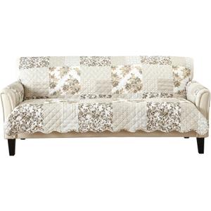 Great Bay Home Reversible Patchwork Sofa Cover - Washable Slipcover Furniture Protector with Elastic Straps - Couch Cover for Dogs, Kids, and Pets - Box-Stitched Detail (Sofa, Taupe)