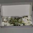 White Faux Flowers for Vase - Kiku 10 Stems & Eucalyptus, Fake Flowers Stems, Realistic Artificial Flowers, Pom Pom Balls for Aesthetic Room Decor, Floral Arrangements Centerpiece