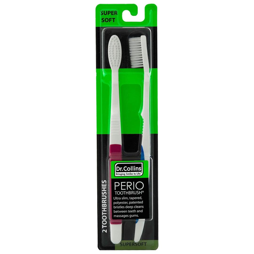 Dr. Collins Perio Toothbrush Value Pack, 2 Count (White)