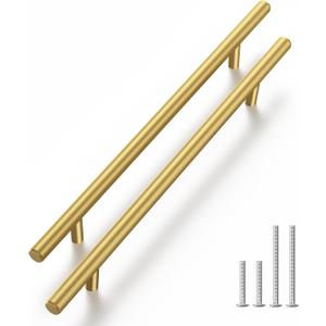 Haliwu 10 Pack Cabinet Handles Brass Gold Cabinet Pulls 7-1/2 Inch Hole Center Drawer Pulls Modern Bar Dresser Handles for Bathroom Kitchen Bedroom