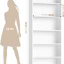 FOTOSOK 6-Tier Open Bookcase and Bookshelf, Freestanding Display Storage Shelves Tall Bookcase for Bedroom, Living Room and Office, White