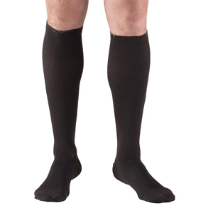 Compression Socks, 15-20 mmHg, Men's Dress Socks, Knee High Over Calf Length, Black, L-XL