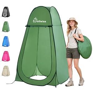 Wolfwise Pop Up Shower Tent for Camping Essentials, Portable Instant Changing Tent with Ventilation Window & Carry Bag, Privacy Dressing Room Bathroom Toilet for Beach & Outdoor, Standard, Green, Size: Standard: 6'3" H, 39.4" W