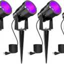 Landscape Lights Outdoor: Black Light Halloween LED Landscape Lighting for Tree Garden Yard Pathway Body Paint Poster | 110V UV Blacklight Spotlights | 4 Pack (UV Blacklight)
