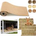 9 Pcs Rabbit Scratch Mat Bunny Accessories, 12 Inch x 3.3 ft Self Adhesive, Rabbit Grass Mats, Bunny Chew Grass Balls, Natural Sleeping Nesting Cage Mat Rug for Guinea Pig Small Animals