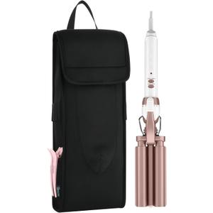 Beautyflier Universal Neoprene Travel Case for Heat-Resistant Curling Iron - Triple Barrel Curl Styling Waver Cover (Sleeve Only) (Black, Upgrade)