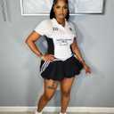 Women's Sport Skirt Set 2 Piece Lace Combo Top & Bubble Mini Skirt Set Sexy Short Sleeve Bodycon Y2k Party Club (Black)