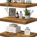 QEEIG 10" Deep Floating Shelves for Wall - 10 x 16 inch Book Shelf Bathroom Bedroom Kitchen Living Room Hanging Bookshelf Farmhouse Set of 3, Rustic Brown (025-40BN3)