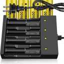 4 Pack 3.7 Volt Button Top Rechargeable Batteries and 18650 Battery Charger,Lithium Battery 4000mAh for Flashlights, Headlamps, Doorbells, RC Cars,Outdoor Garden LightsBattery and Charger