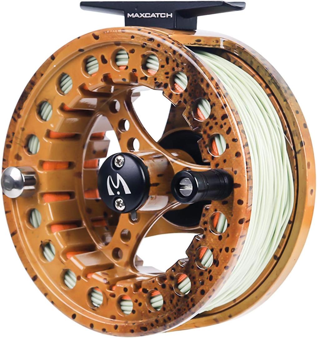 M MAXIMUMCATCH Maxcatch ECO Large Arbor Fly Fishing Reel (3/4wt 5/6wt 7/8wt) and Pre-Loaded Fly Reel with Line Combo, 7/8 weight