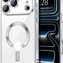 Hython Magnetic Clear for iPhone 17 Pro Case with Camera Lens Protector [Compatible with MagSafe] Luxury Plating Edge Slim Soft TPU Cover Protective Phone Case for iPhone 17 Pro 6.3", Silver