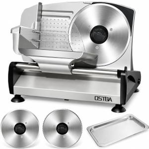 OSTBA Meat Slicer, Two 7.5” Stainless Steel Blades, 200W DC Motor