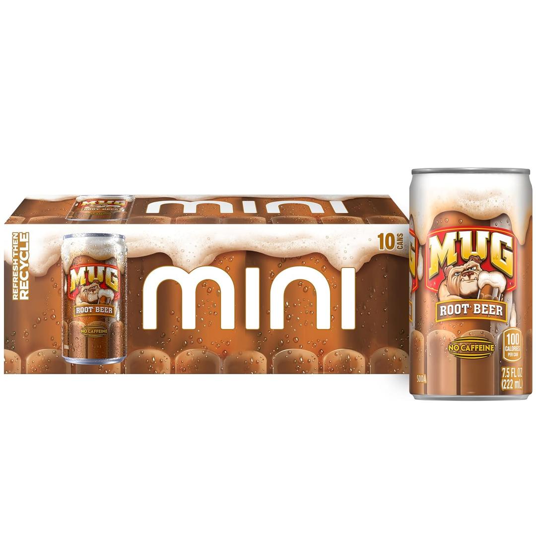 Mug Root Beer Soda, 7.5 Ounce Mini Cans, 10 Pack (EXP 03/02/26)