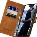 SUANPOT Compatible with iPhone 16 Pro Max 6.9" Wallet case with RFID Blocking Credit Card Holder,Flip Book PU Leather Protective Cover Women Men for Apple 16 Pro Max Phone case Light Coffee