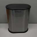 KSSKSS 1.8 Gallons Small Stainless Steel Trash Can with Press Type Lid, Slim Bathroom Garbage Bin, Removable Liner Bucket, Dog Proof Narrow Wastebasket with Pop-Up Lid for Bedroom,Toilet (Silver)