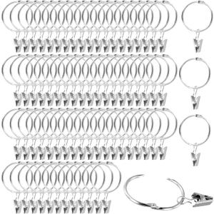 50 Pcs 2 Inch Silver Curtain Rings with Clips, Openable Metal Drapery Rod Rings with Hooks, Rustproof Curtain Ring Hooks for Bedroom, Living Room, Bathroom