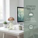 2 x Meditation Mushroom Resin Statue  Cute Yoga Mushroom Figurines for Desk Home Office Garden Decor, Tabletop Plant Ornament for Living Room Patio Backyard