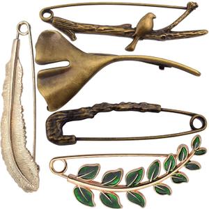5pcs 5 Styles Extra Large Safety Pins Vintage Alloy Brooches Safety Pins Heavy Duty Quality Lapel Pins for Scarf Blankets Skirts Kilts Knitted Fabric Crafts