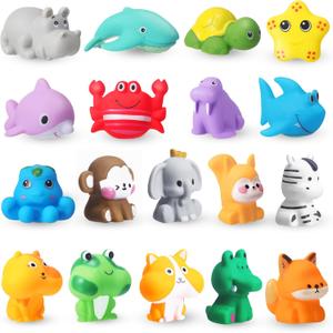 Sotiff 18 Pcs Bath Toys for Kids 1-3, Pool Bath Toys for 2-4 Animal Ocean and Land Waterproof Bathtub Toys, Soft Bathtub Toys, for Birthday Gifts Party Favors(Animal)