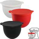 Silicone Liners for KitchenAid 7 Quart Stand Mixer - Bowl Liners for Kitchen Aid Mixer, No More Mixer Bowls Needed - 3 Liners & 3 Lids, Red & White & Black