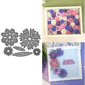 2 x Patchwork Flowers Metal Cutting Dies for Card Making, Paper Embossing Die Cuts Kit Templates Supplies, Photo Frame Album DIY Scrapbooking Stencils Sets